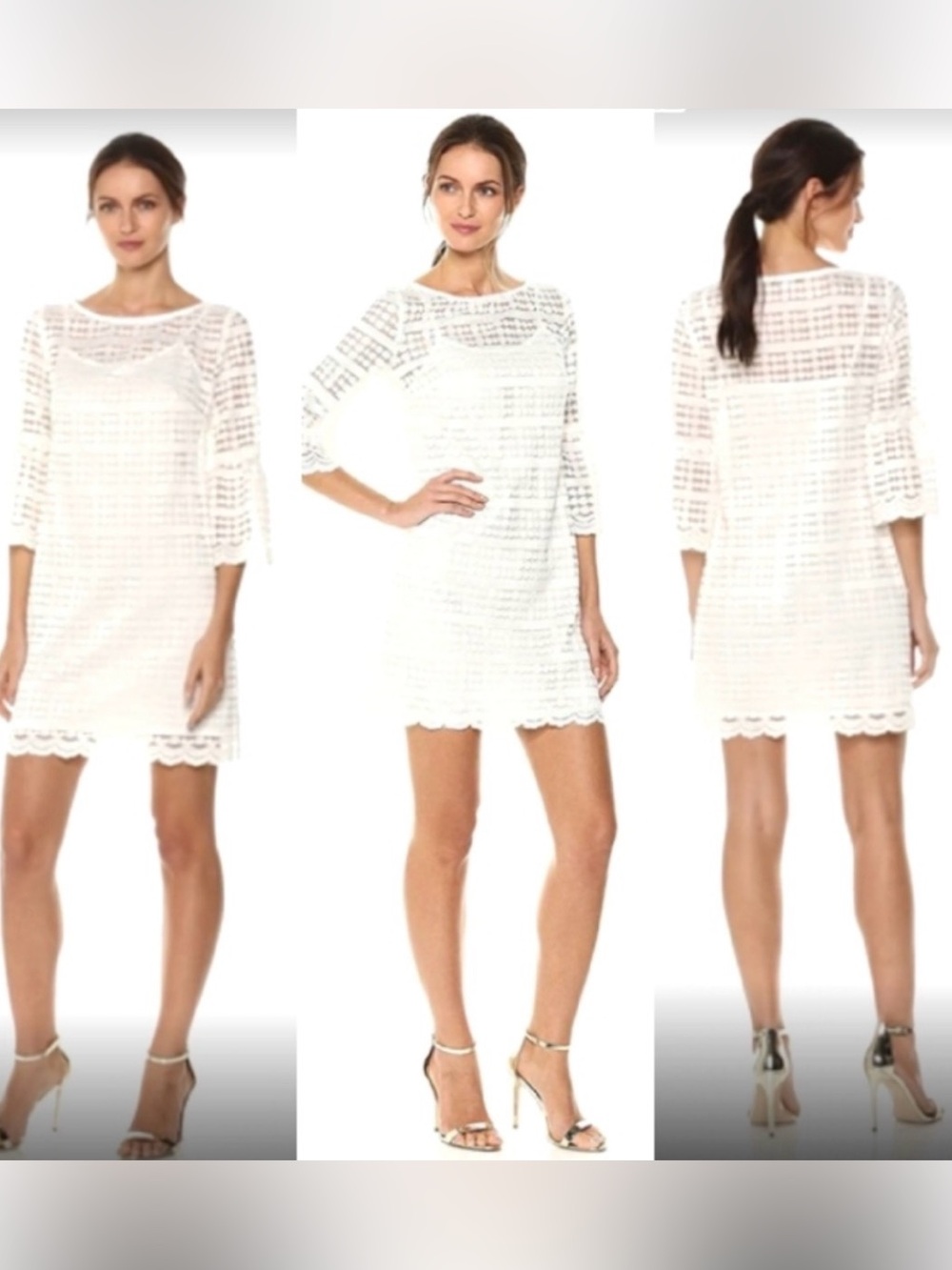 Trina Turk White Crochet Midi Dress